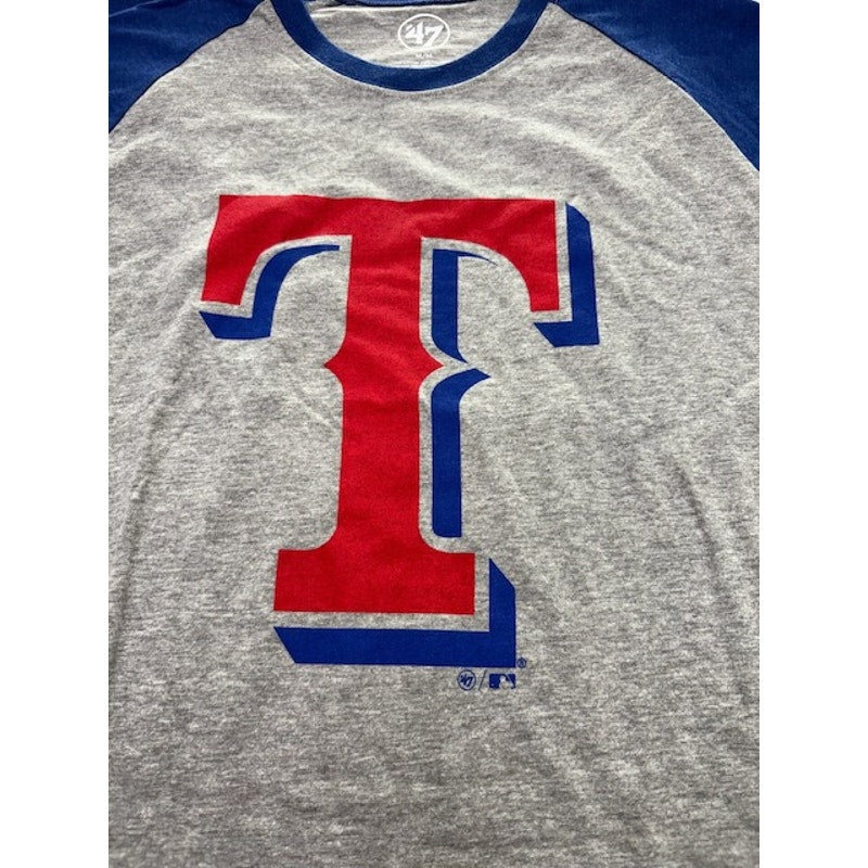 NWT '47 Brand Texas Rangers 3/4 Raglan Sleeve Crewneck Blue/Dark Gray Mens Sz M