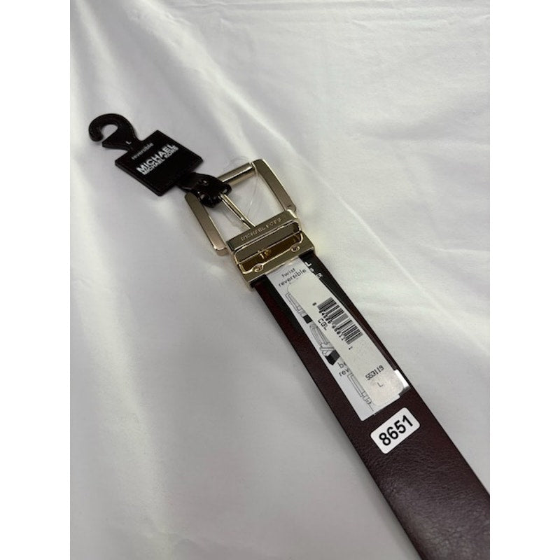 Michael Kors Reversible MK Logo Belt Brown Monogram Black Leather Mens Large