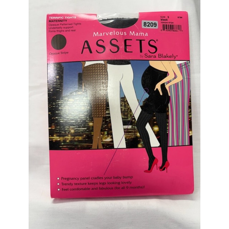 Assets by Sara Blakely Maternity Tights Textured Mama Opaque Stripe Black 3