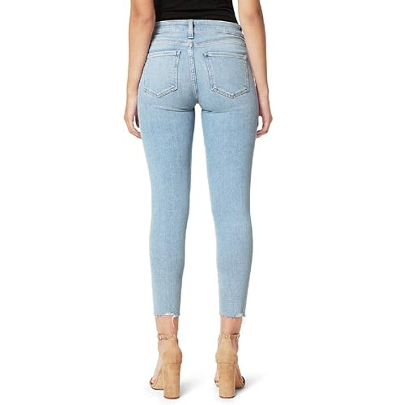 Joe's The Icon Skinny Cropped Jeans Mid Rise Raw Hem Denim Blue Womens 31