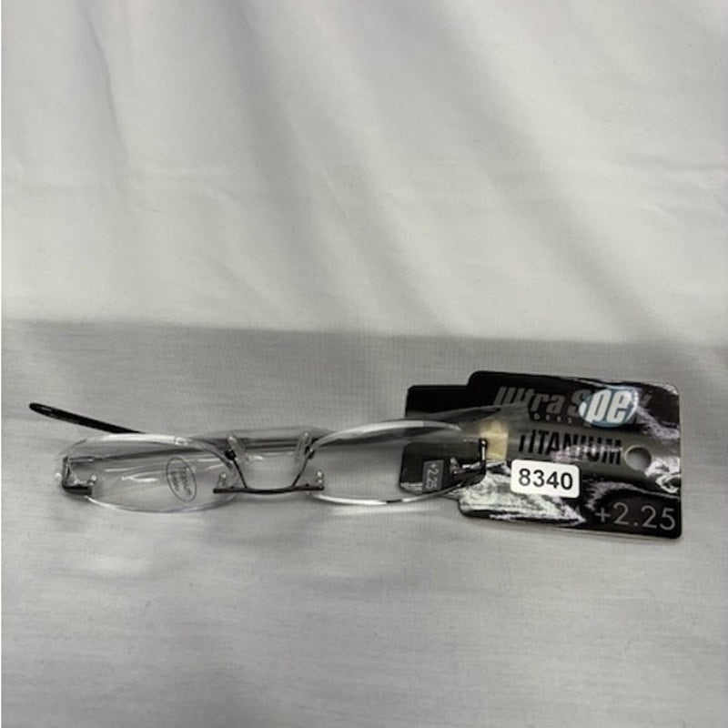 Ultra Spex Titanium Reading Glasses +2.25 Medium Lightweight Black Frame