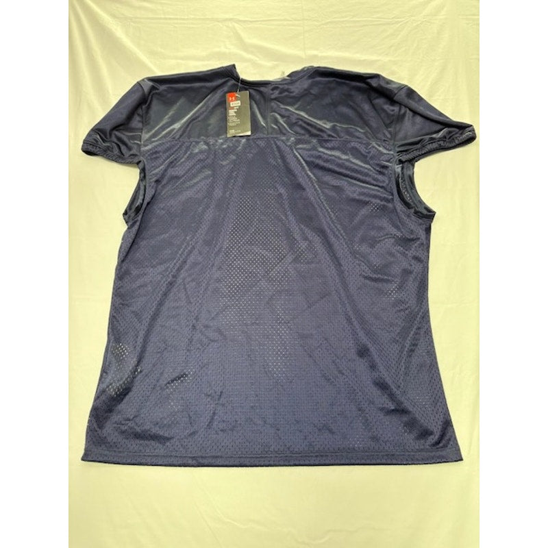 Under Armour Heat Gear Football Jersey Short Sleeve Fitted Navy Mens Size XL