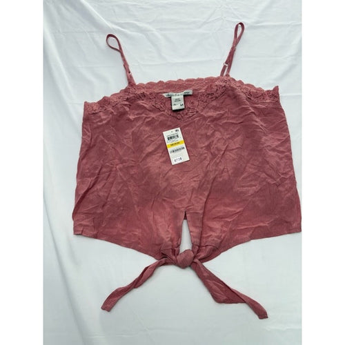 American Rag Cie Tie-Front Lace Tank Top V-Neck Dusty Rose Womens Size M