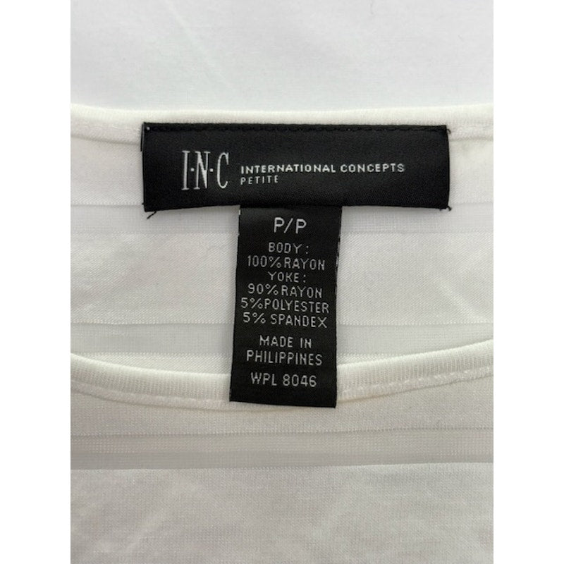 INC International Concepts Petite Ruched Illusion Top Bright White Petite