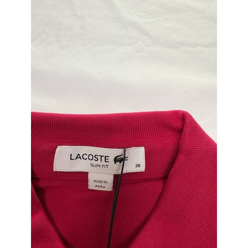 Lacoste Slim Fit Polo Shirt Short Sleeve Collared Stretch Womens Red Sz 36/4