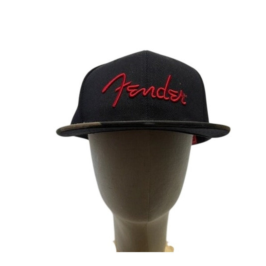 Fender Snapback Hat Flat Brim Guitar Logo Cap Adjustable Black Camo One Size