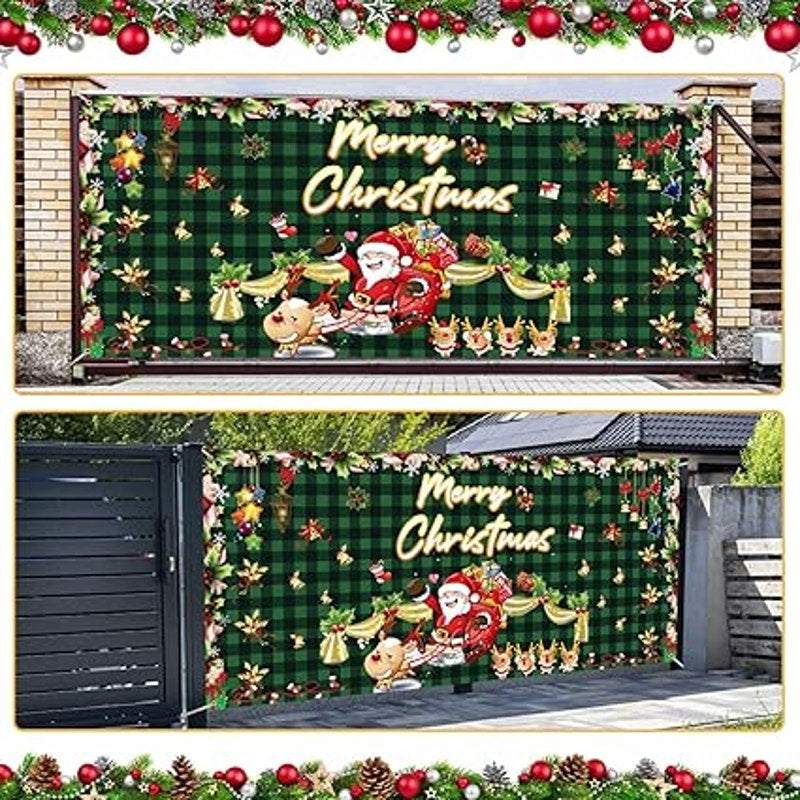 AGETEPIG Christmas Ground Yard Sign Holiday Decorations Banner 13"X6" Green