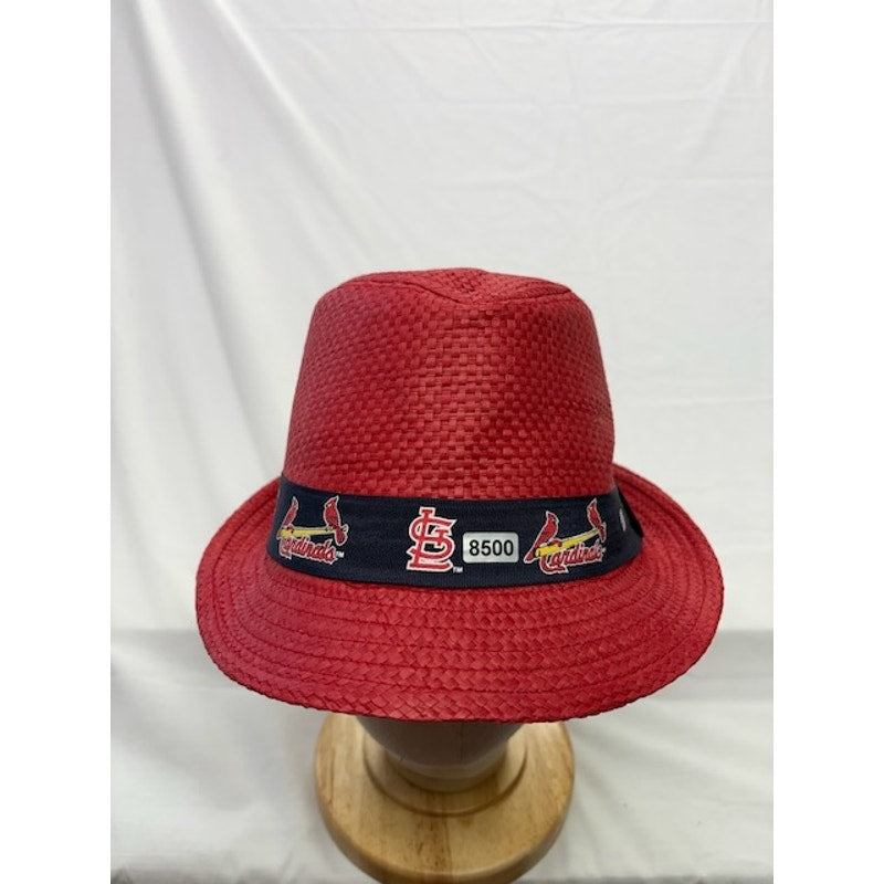 Shane Co St. Louis Cardinals Straw Fedora Hat MLB Red Unisex Adult Size 58