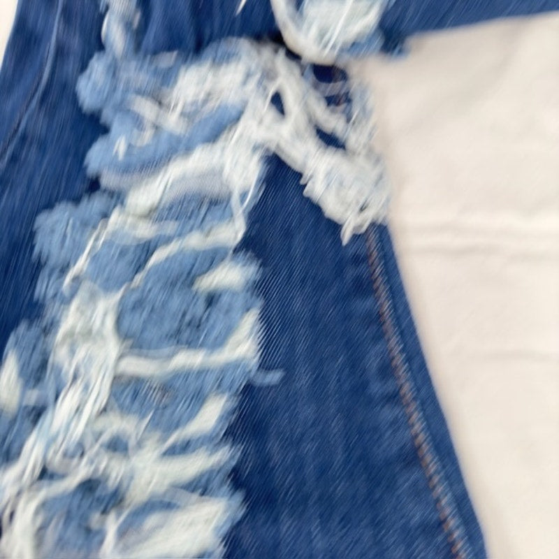 AP Blue by Aphrodite High Waisted Distressed Flare Jeans Cut Outs Blue 30