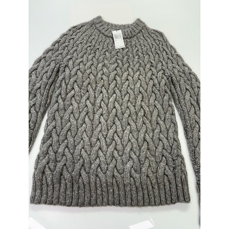Michael Kors Shrinking Cable-Knit Wool-Blend Sweater Ash Melange Mens Sz XL