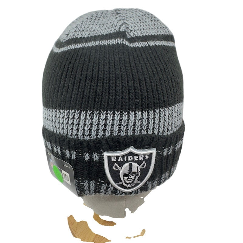 New Era NFL Las Vegas Riders Beanie Knitted Striped Black Gray Mens One Size