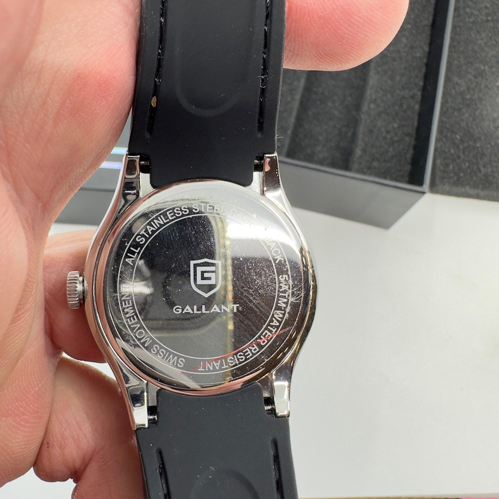 Gallant Wrist Watch Swiss Quartz Stainless Steel Blue Black Silver Mens OS