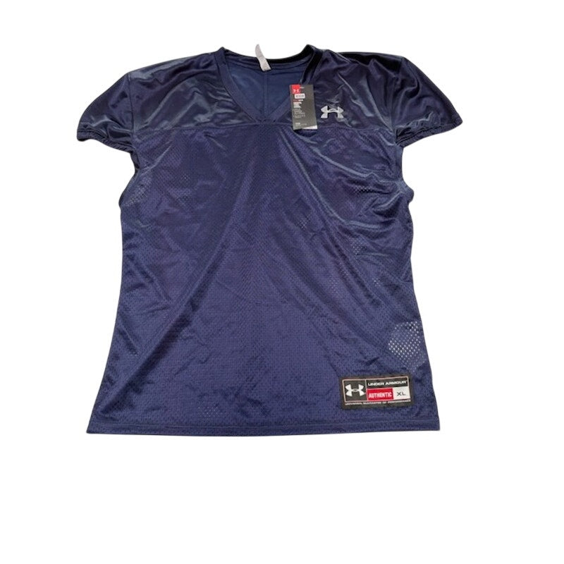 Under Armour Heat Gear Football Jersey Short Sleeve Fitted Navy Mens Size XL