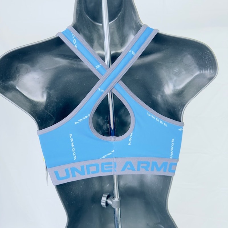 Under Armour Mid Crossback Mid Printed Sports Bra Compression Blue Womens M