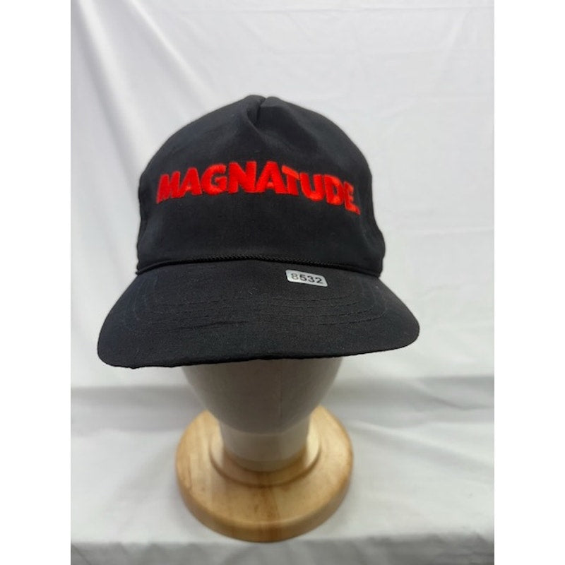 Magnitude Snapback Hat Red Embroidered Logo Adjustable Cap Black Unisex OSFM