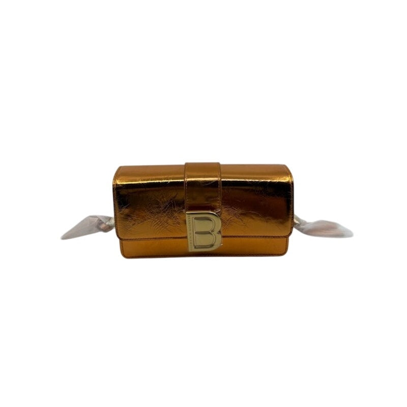 Brandon Blackwood Nia Bag B Logo Leather Crossbody Metallic Orange Medium