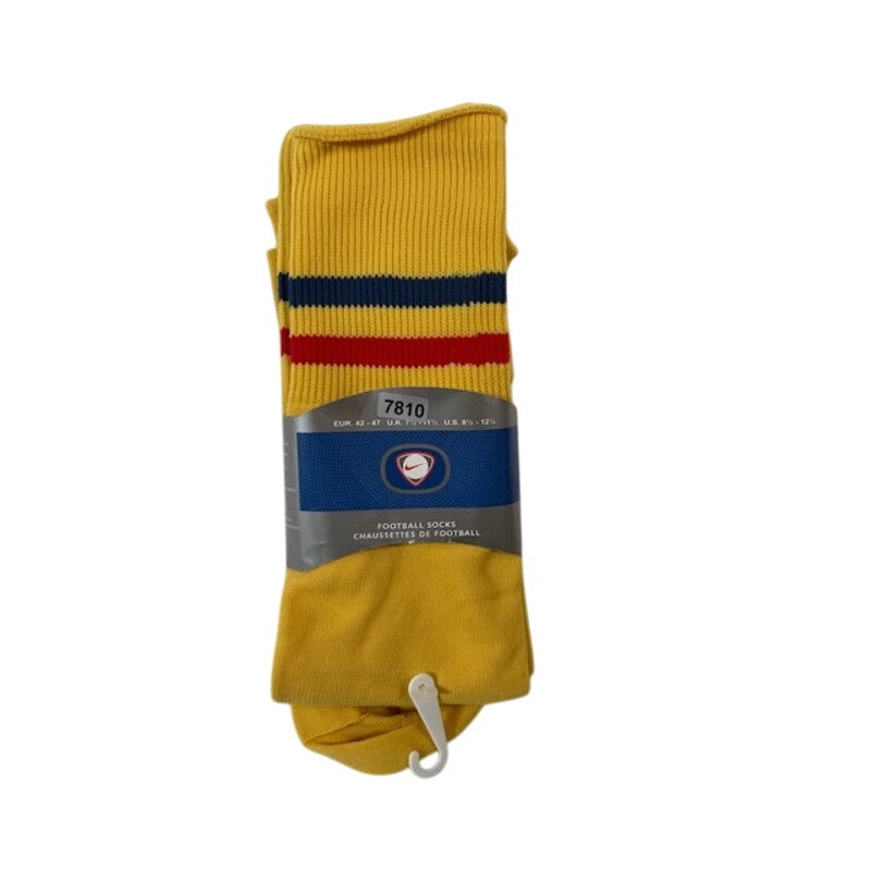 Nike Football Socks Over The Calf Yellow/Red/Blue Stripes Size 8.5-12.5