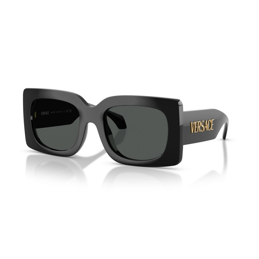 Versace Sunglasses Square Frame Gold Logo Designer Luxury Black Womens OS