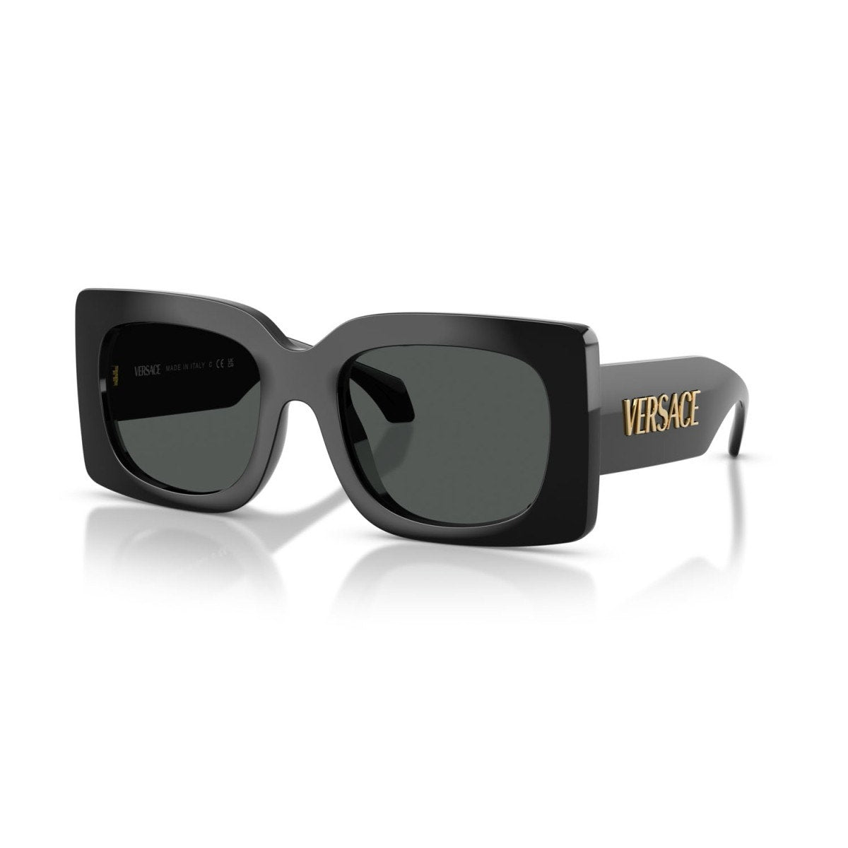 Versace Sunglasses Square Frame Gold Logo Designer Luxury Black Womens OS