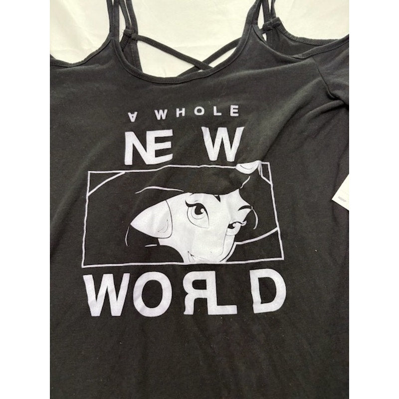Disney Princess Jasmine Graphic Tee "A Whole New World" Black Womens Size S