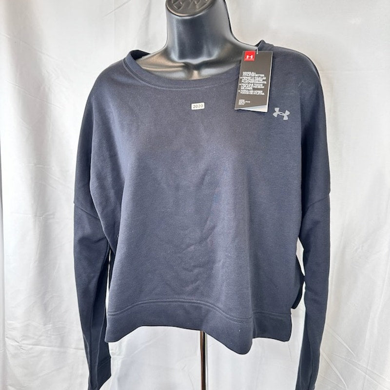 Under Armour UA Unstoppable Fleece Crew Sweatshirt Loose Fit Black Womens M