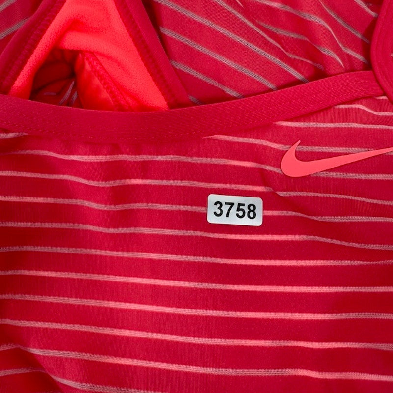Nike Striped Layered Tankini Top Dri-Fit Racerback Swoosh Pink Womens XS