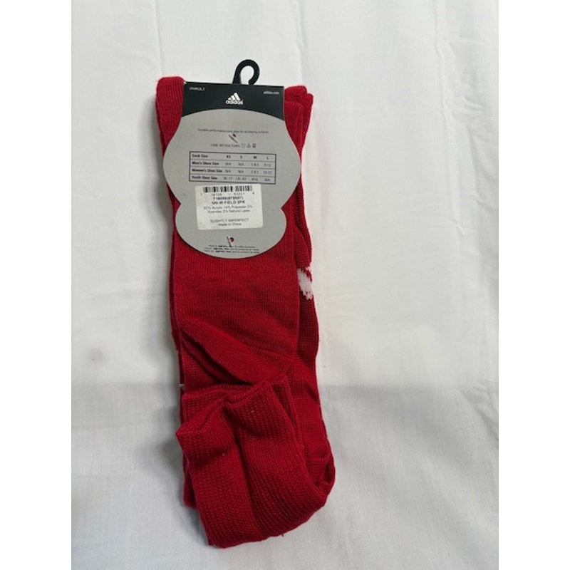 2 Pairs Adidas Soccer Socks Over The Calf Red/White Mens Size L / 9-13