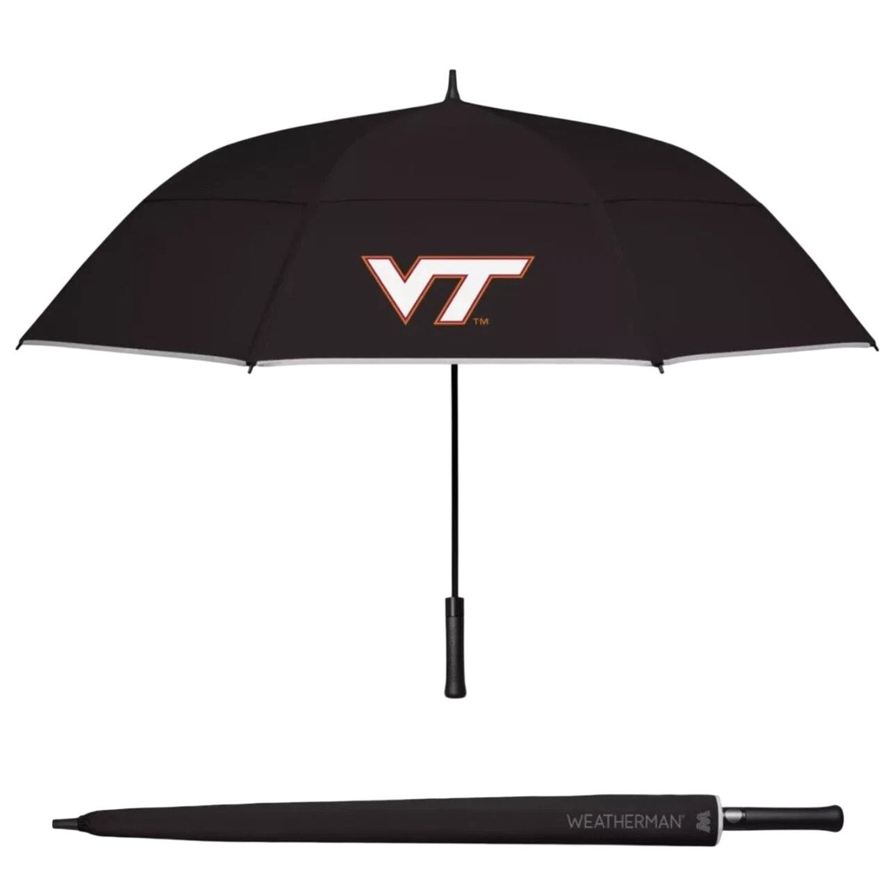 Weatherman Golf Umbrella w/ Cover Heavy Duty VT Logo Camping Beach Black 68"