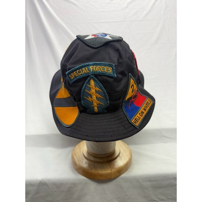 Military Patch Boonie Bucket Hat Special Forces Ranger Airborne Black Unisex OS