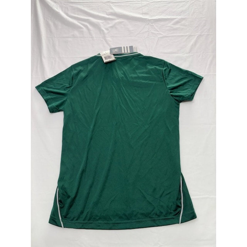 Adidas Varsity Loose Fit Jersey Shirt Short Sleeve V-Neck Forest/White Sz M