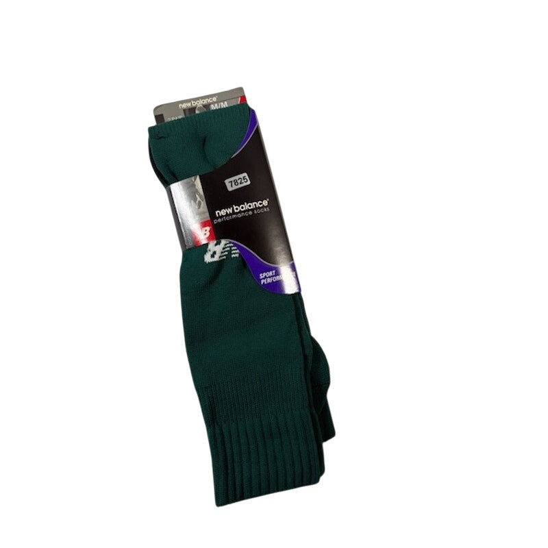 2 Pairs New Balance Performance Socks Over The Calf Green/White Adult Size M