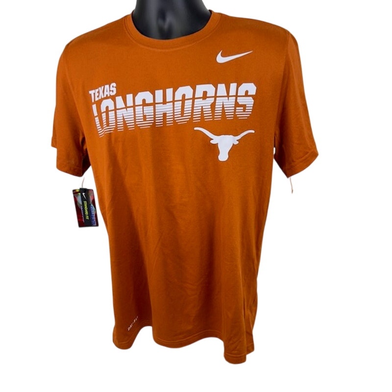 Nike Texas Longhorns T-Shirt Crew Neck Chest Logo Dri Fit Orange Mens Size M