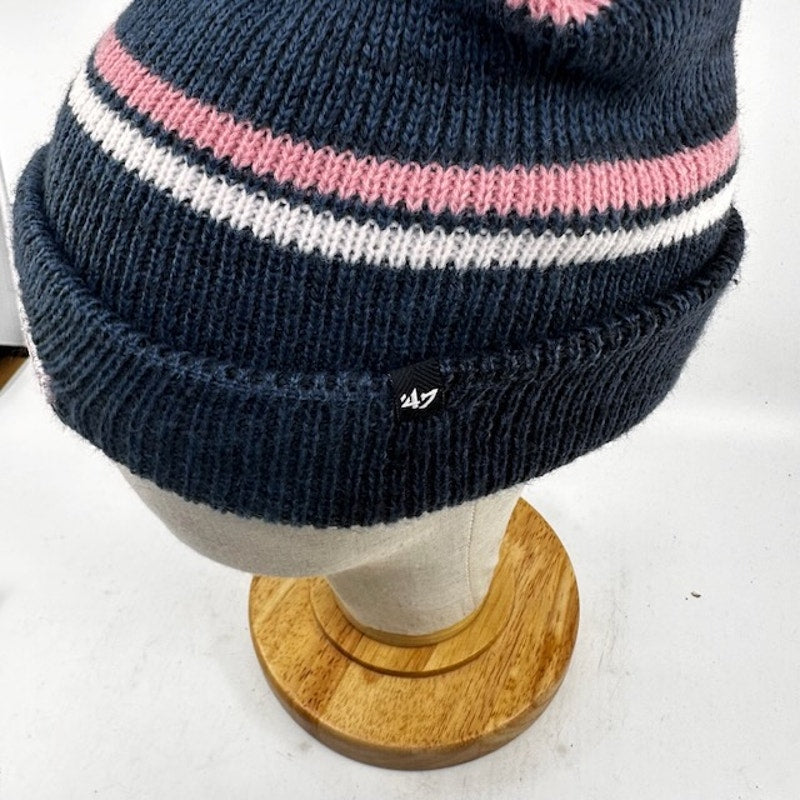 47 Brand NFL Denver Broncos Marled Stripe Cuff Knit Beanie Navy Pink OS