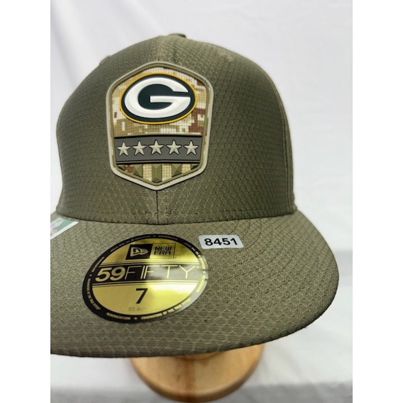 New Era Fitted Cap Bay Packers Salute To Service Olive Green Mens Size 7