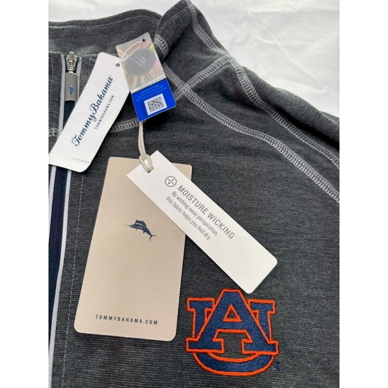 Tommy Bahama Firewall Half-Zip Sweatshirt Auburn Tigers Logo Gray Mens Sz L