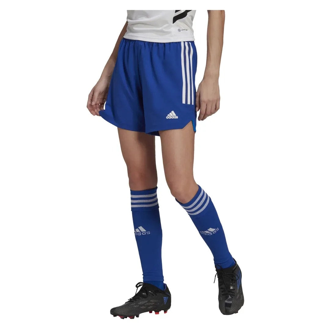 Adidas Condivo Shorts Elastic Waist Regular Fit Cobalt/White Womens Size XL