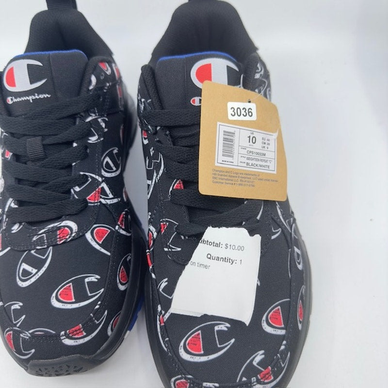 Champion 93EIGHTEEN Repeat C Sneaker CPS10033M All Over Logo Black Mens Size 10
