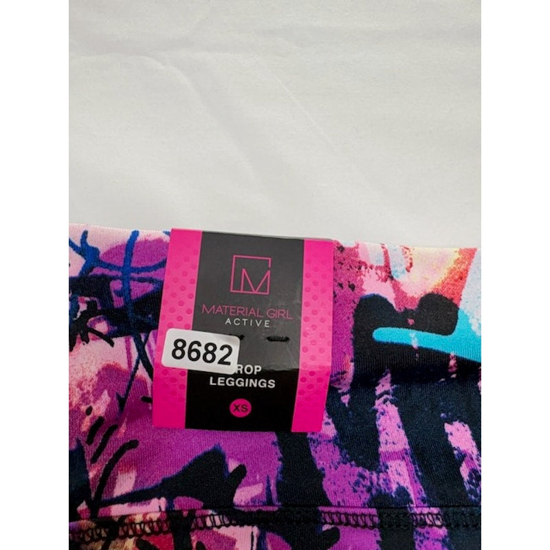 Material Girl Active Crop Leggings Graffiti Print Multicolor Womens Size XS