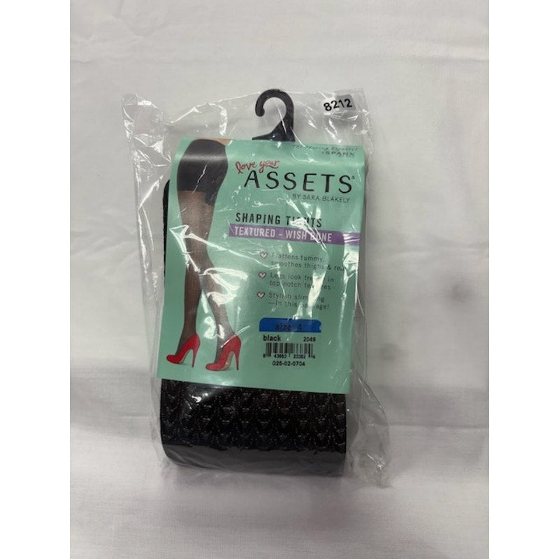 ASSETS by Sara Blakely Wishbone Textured Shaping Tights #2049 Black Size 4