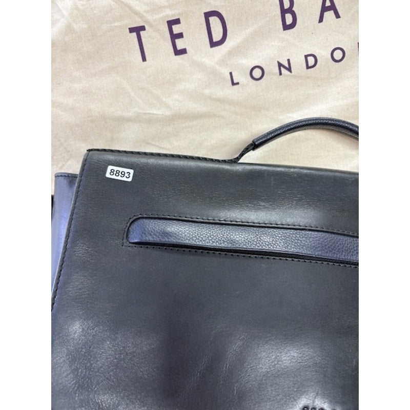 Ted Baker London Leather Briefcase Messenger Bag Laptop Work Satchel Black Mens
