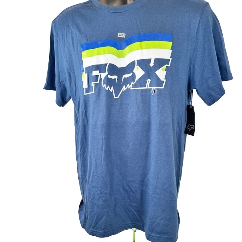 Fox Racing Far Out T-Shirt Short Sleeve Graphic Tee Crewneck Blue Mens Size S