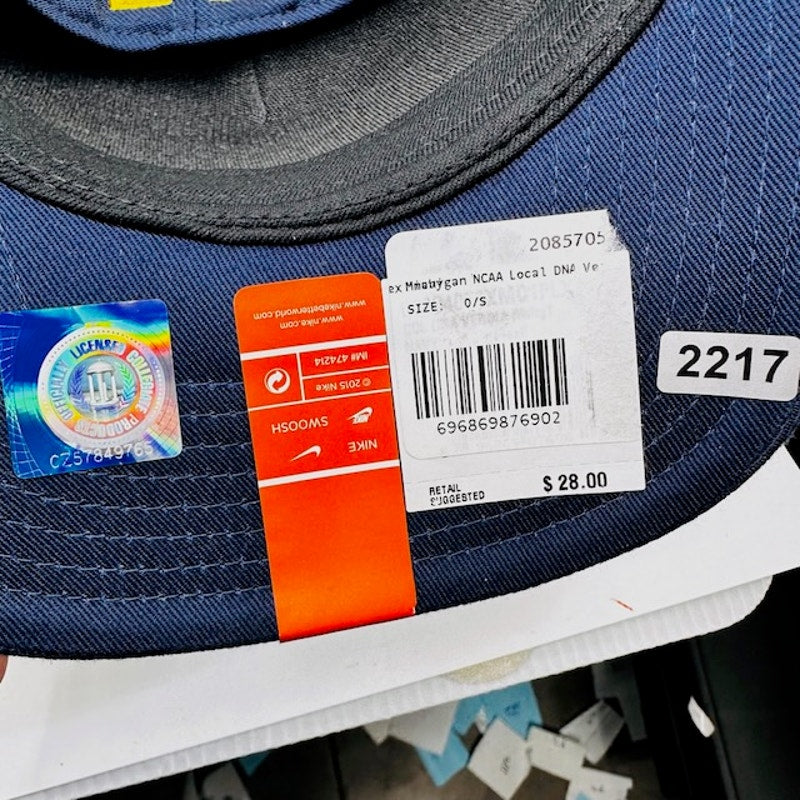 Nike Michigan Wolverines Local Dna Verbiage Swoosh Flex Cap Blue Mens OS