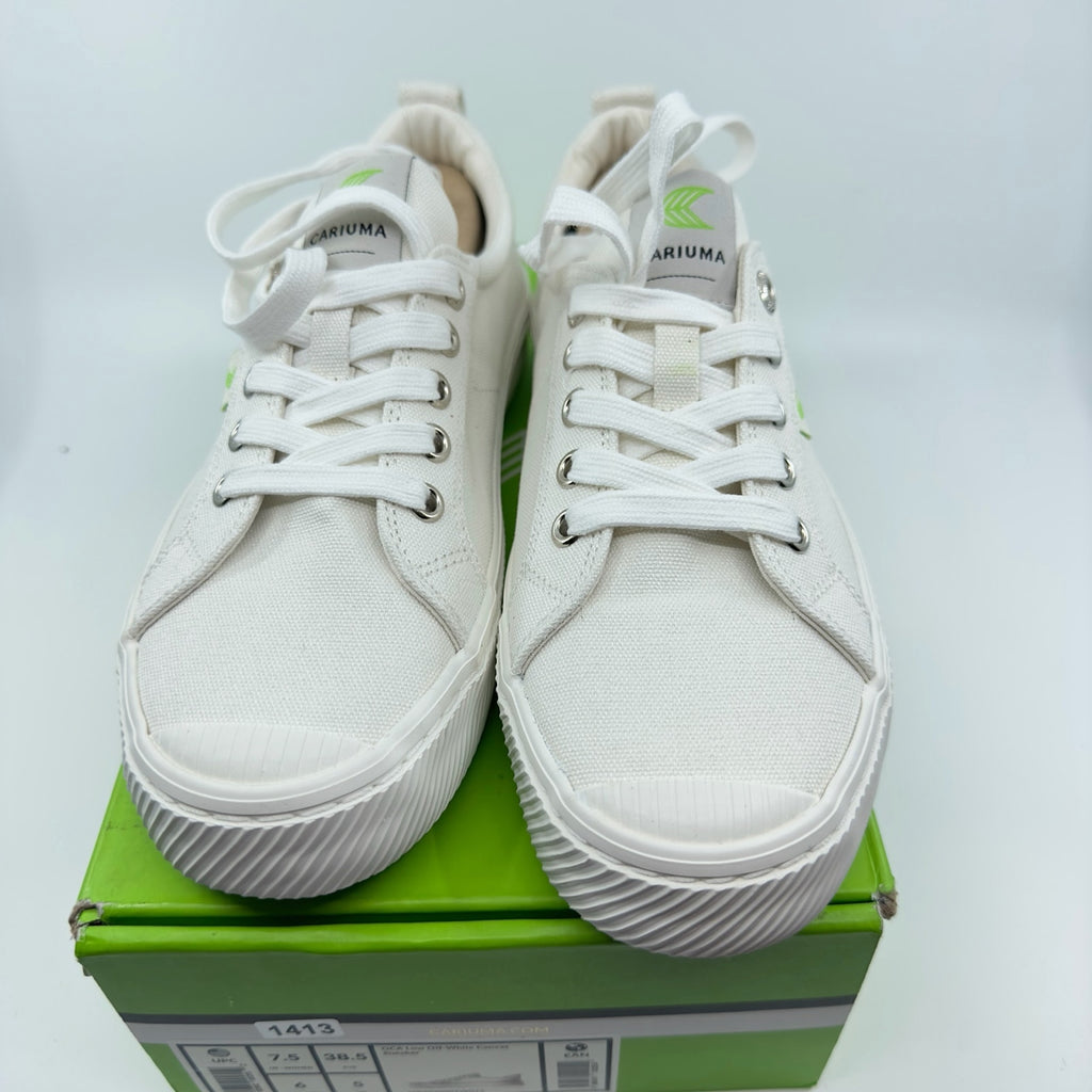 Cariuma Oca Low Top Skate Sneaker Casual Shoes Lace Up Canvas White W7.5/M6
