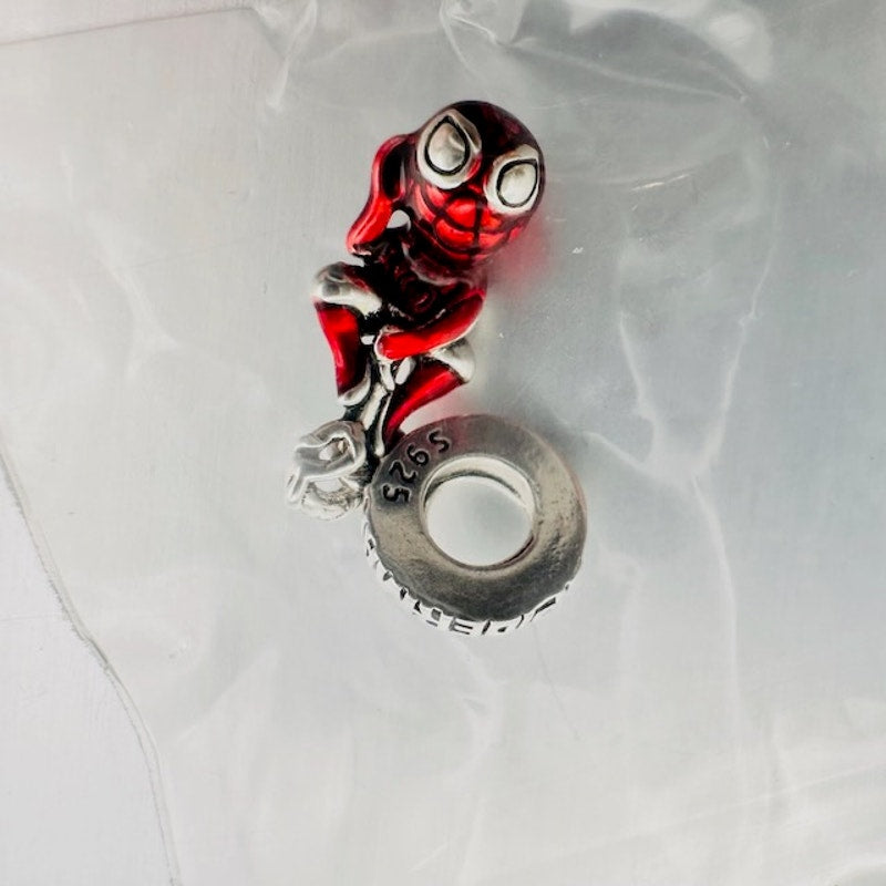 Marvel Hanging Spider-Man Dangle Charm 925 Sterling Silver