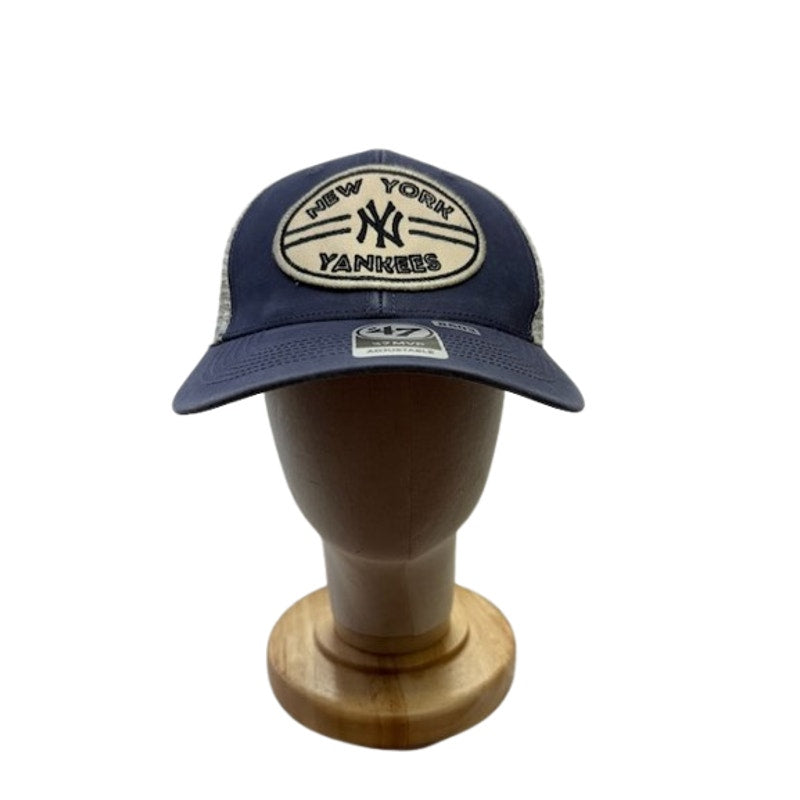 '47 MVP New York Yankees Trucker Hat Patch Adjustable Blue Cream Unisex OSFA