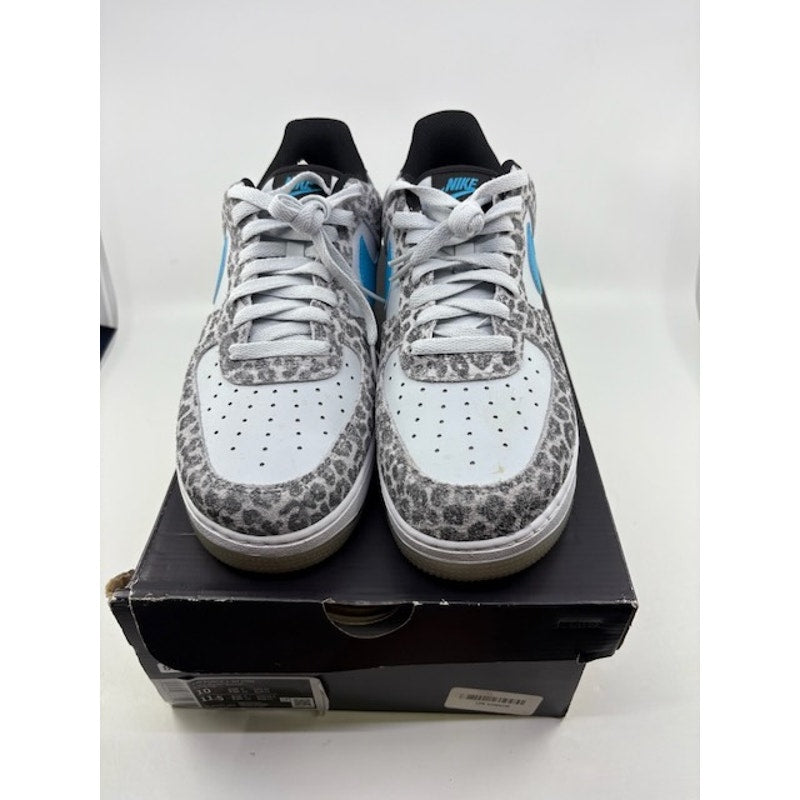 Nike Air Force 1 '07 Premium Sneakers DJ6192-001 Leopard White Blue Mens Size 10