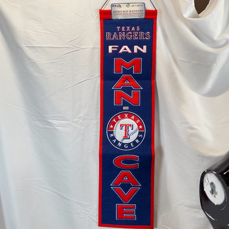Winning Streak Sports Texas Rangers Banner Wool Fan Man Cave Blue Red 8x32