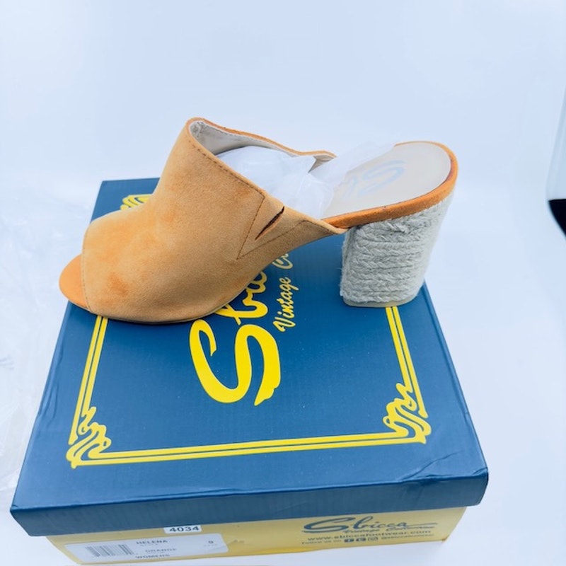 Sbicca Sandals Helena Slip-On Espradille Heel Suede Upper Orange Womens 9