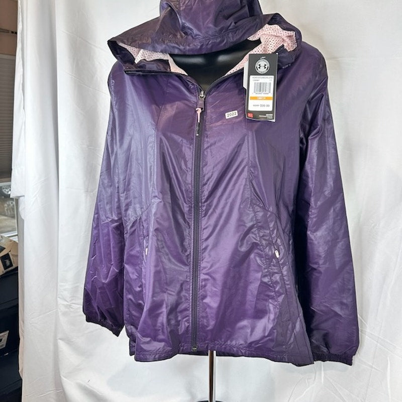 Under Armour Run True Jacket Full Zip Hooded Windbreaker Purple Womens Size S