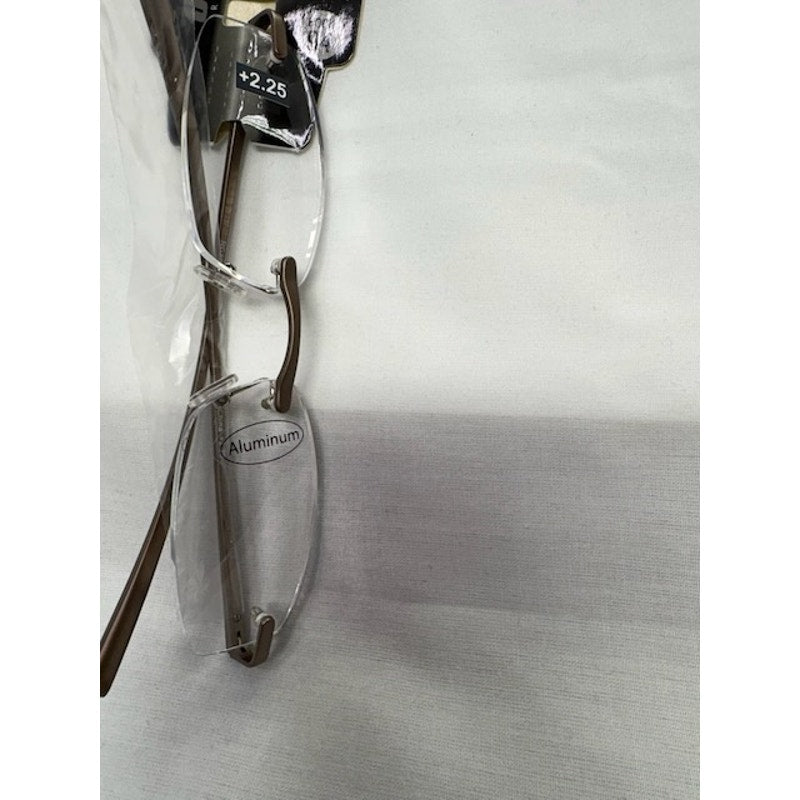 Ultra Spex Aluminum Reading Glasses +2.25 Medium Lightweight Brown Frame